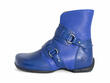 Ethel Blue Strapped Leather Ankle Boots: Profile outside