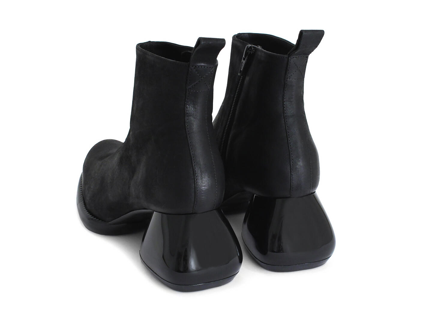 Etta Black Leather Ankle Boots: Back