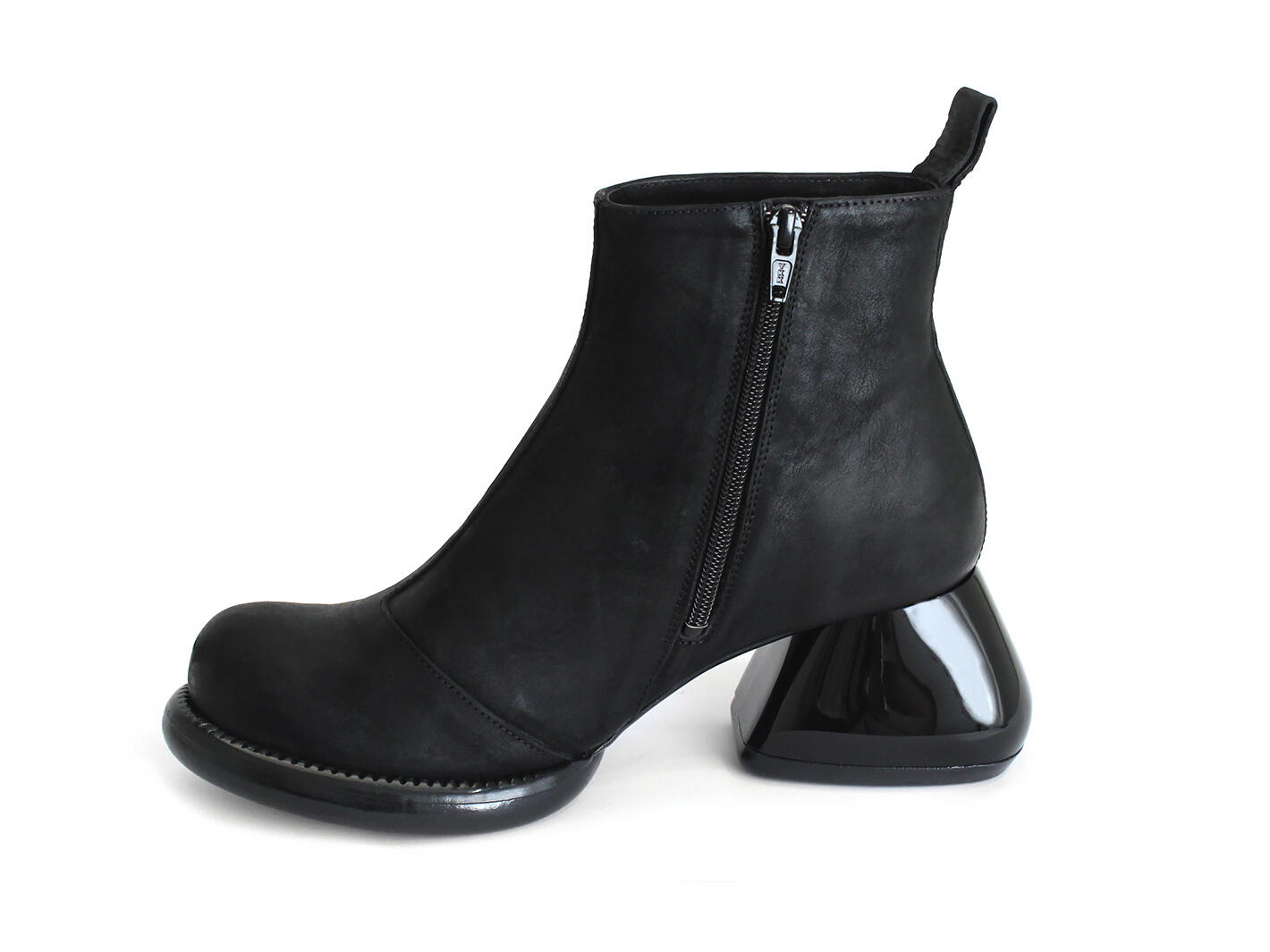 Etta Black Leather Ankle Boots: Profile inside