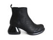 Etta Black Leather Ankle Boots: Profile outside