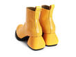 Etta Yellow Leather Ankle Boots: Back