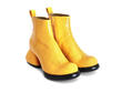 Etta Yellow Leather Ankle Boots: Quarter view