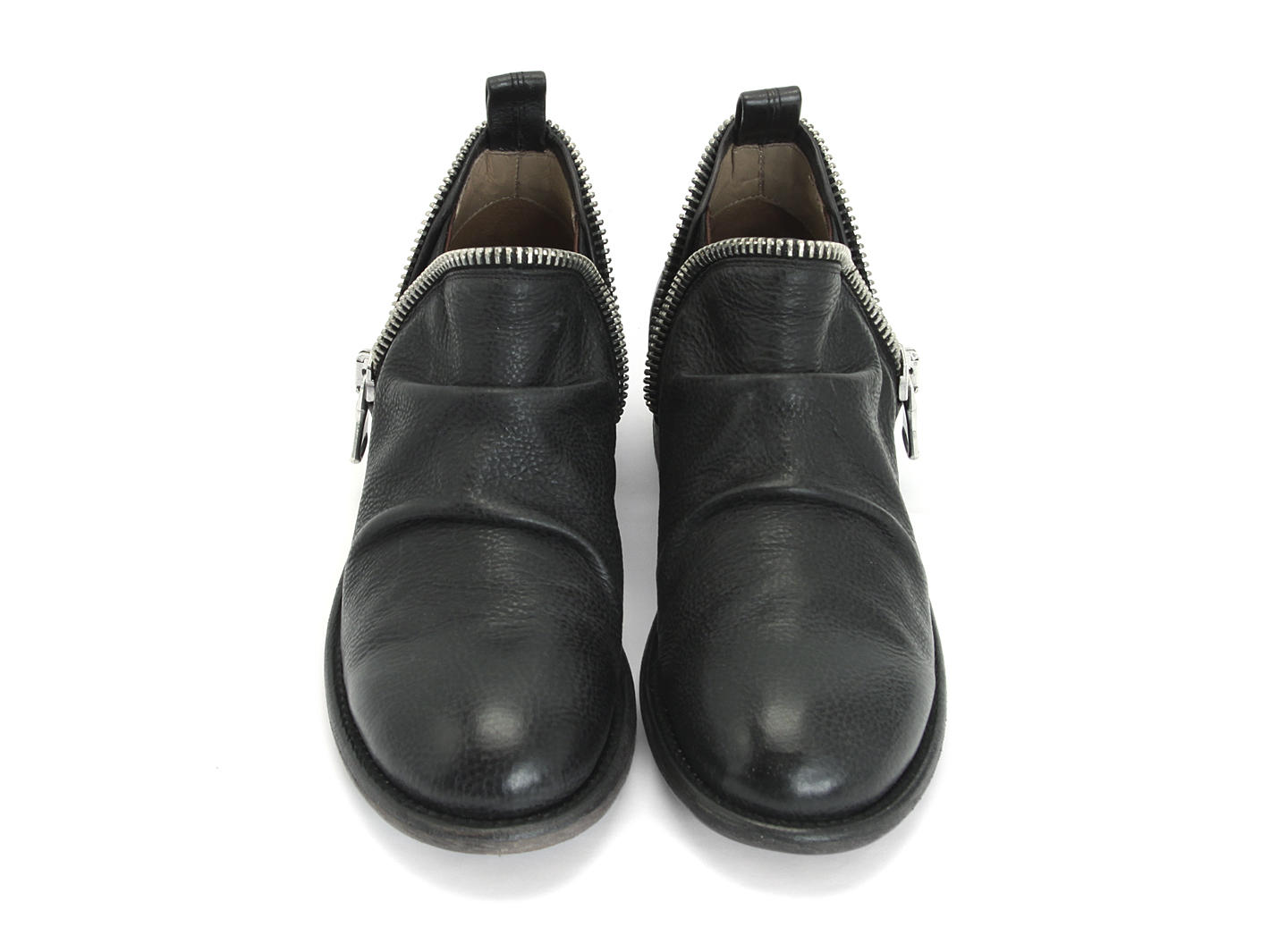 Evers Black Elastic Slip-On Leather Shoe: Front