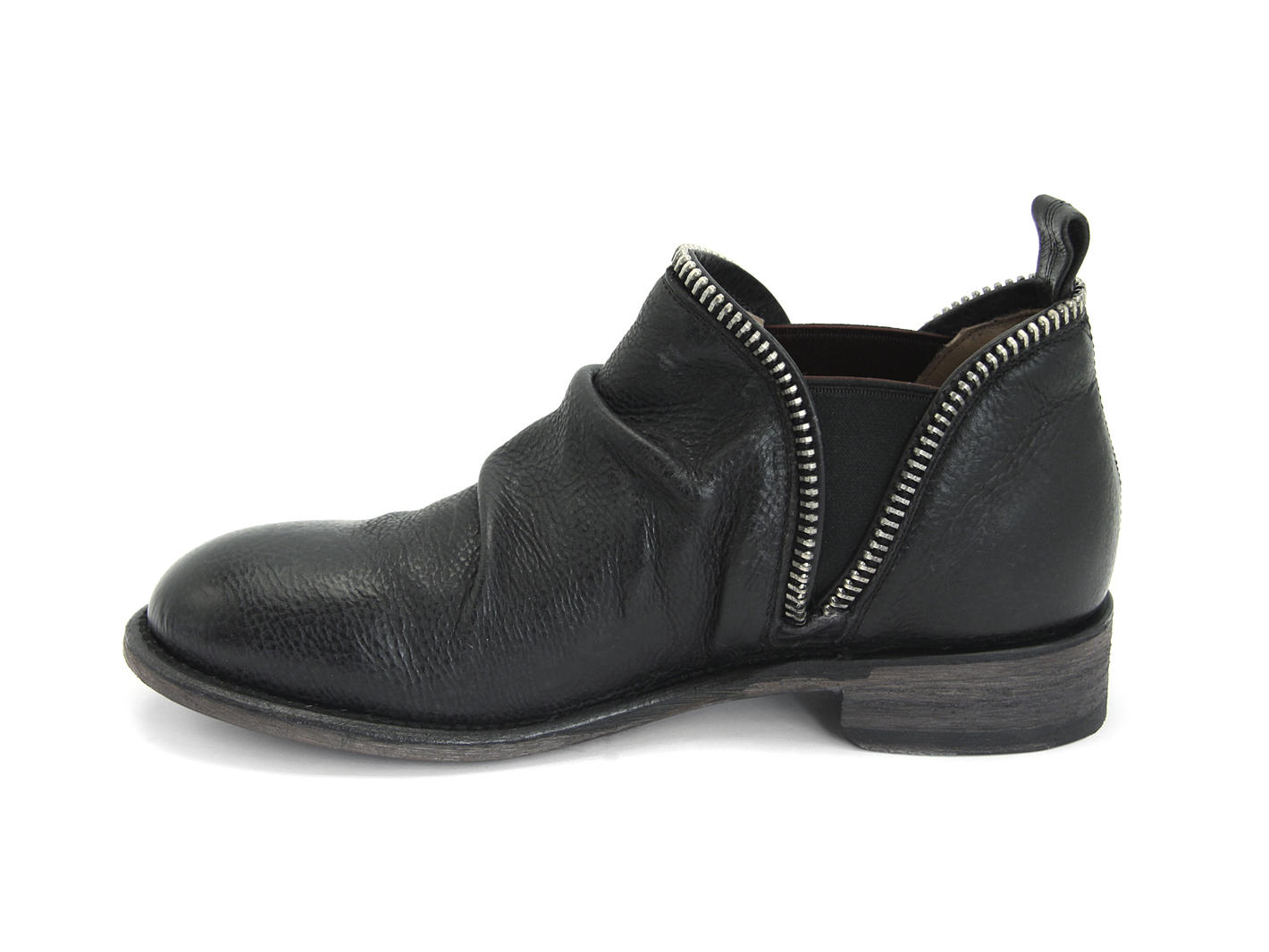 Evers Black Elastic Slip-On Leather Shoe: Profile inside