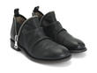 Evers Black Elastic Slip-On Leather Shoe: Quarter view
