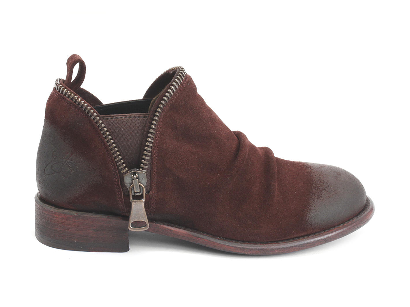 Evers Burgundy Elastic Slip-On Leather Shoe: Profile outside