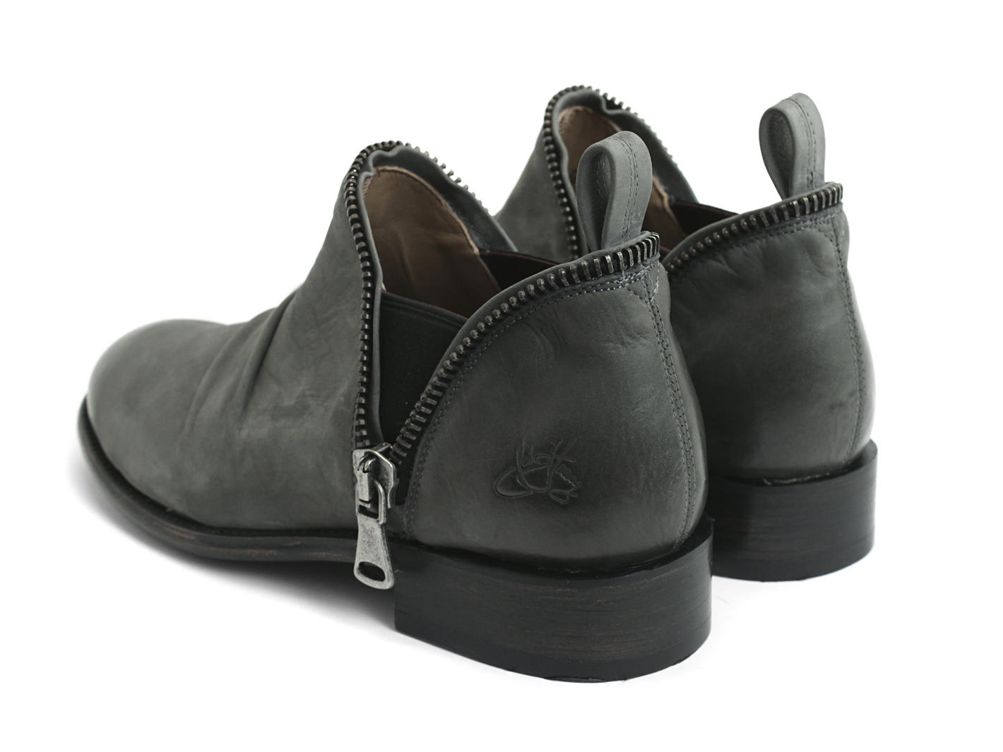 Evers Gris Elastic Slip-On Leather Shoe: Back