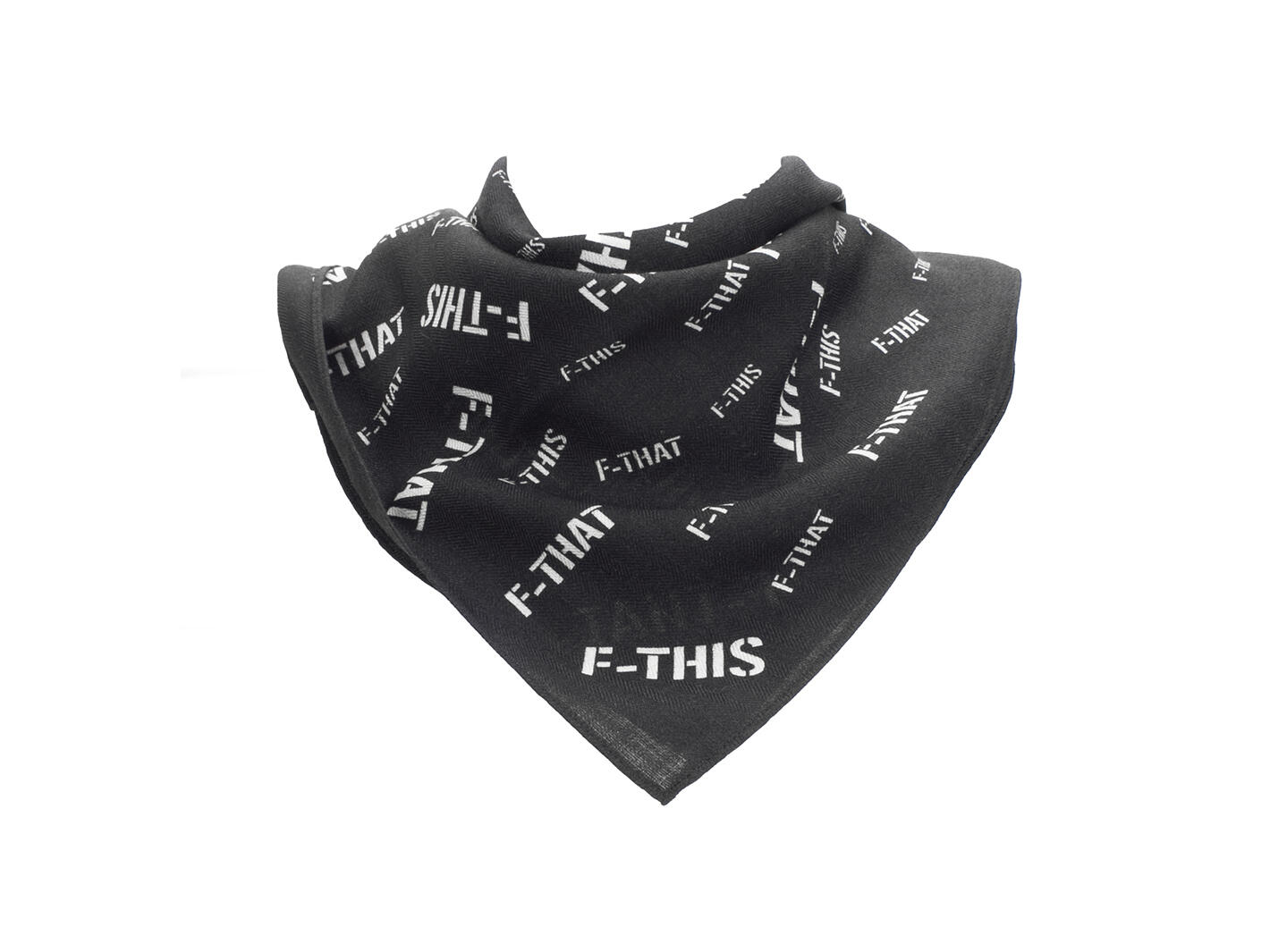 F-This Bandana Scarf Black/White Wool and silk headscarf