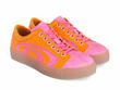Fakie Orange/Pink Lace-Up Sneakers with Swirl: Quarter view