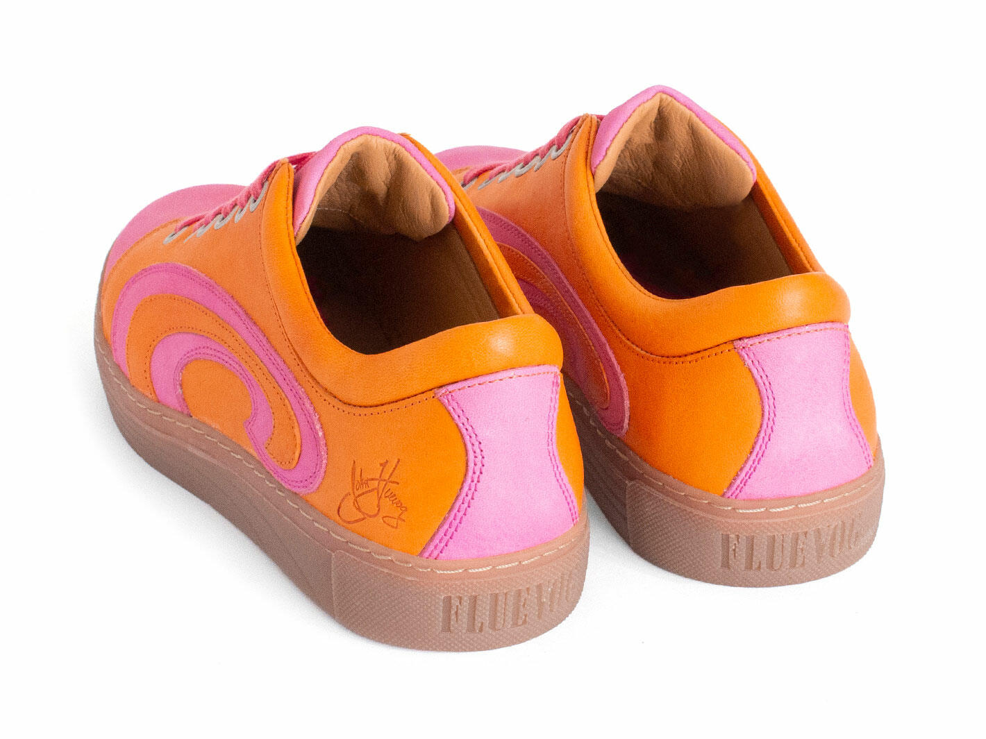 Fakie Orange/Rose Chaussure de sport lacée avec tourbillon: Back