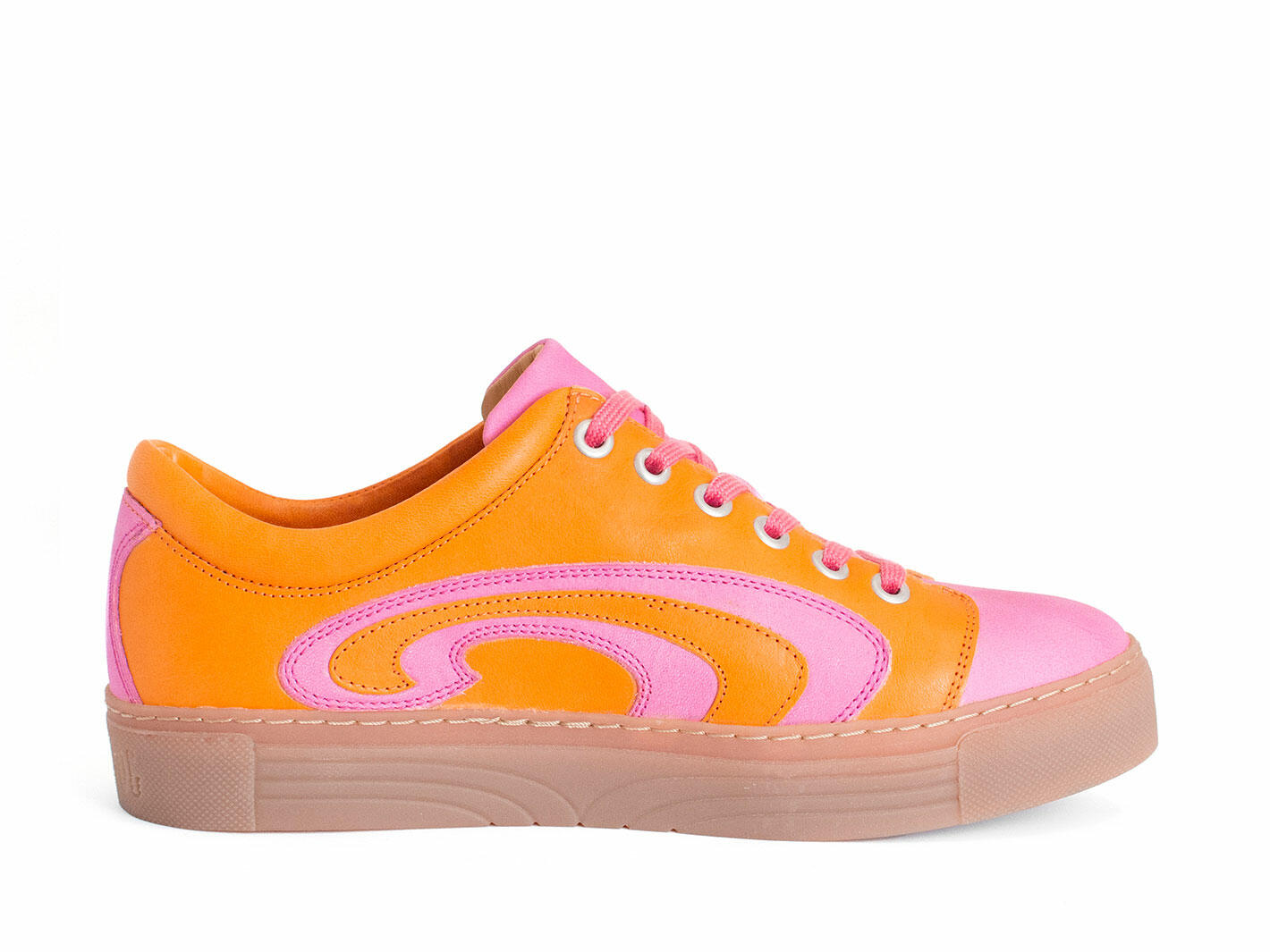 Fakie Orange/Rose Chaussure de sport lacée avec tourbillon: Profile inside