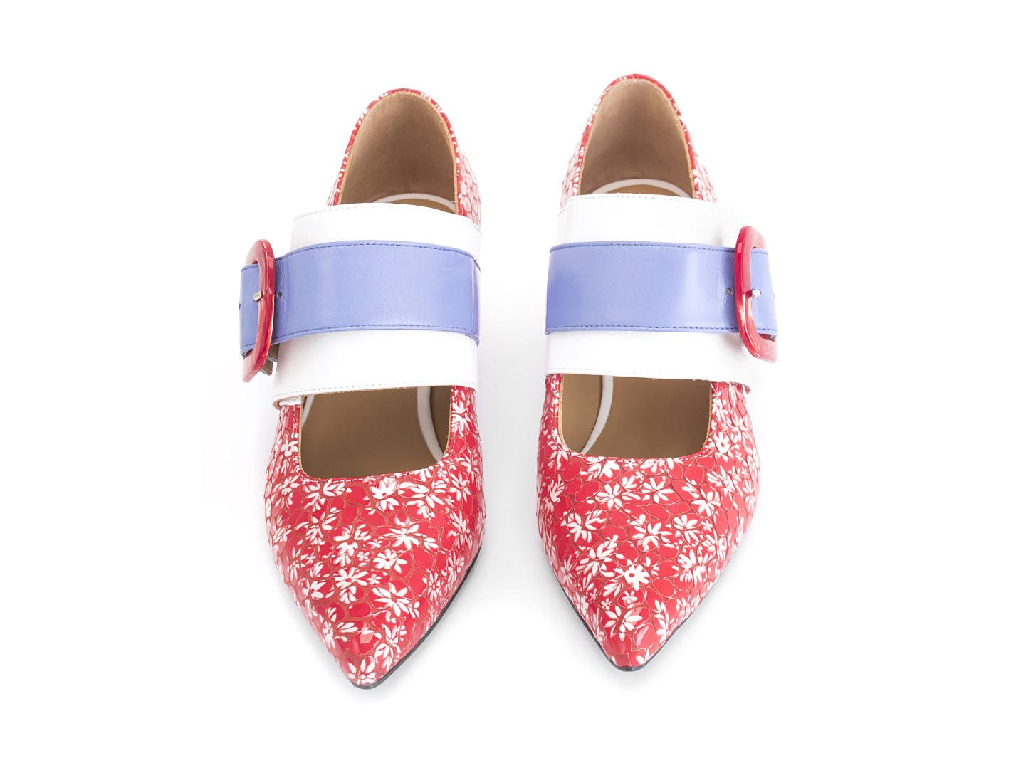 Felicity Red Floral Vintage-inspired mary jane: Front