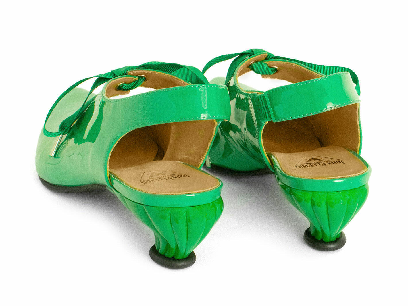 Ficta Green Elegant Slingback Heels: Back