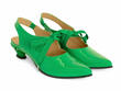 Ficta Green Elegant Slingback Heels: Quarter view