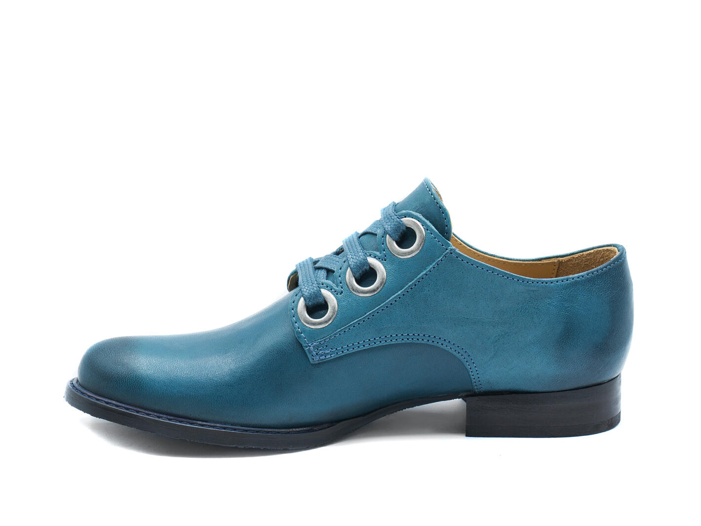 Florence Bleu Chaussure lacée avec ruban sur mesure: Front