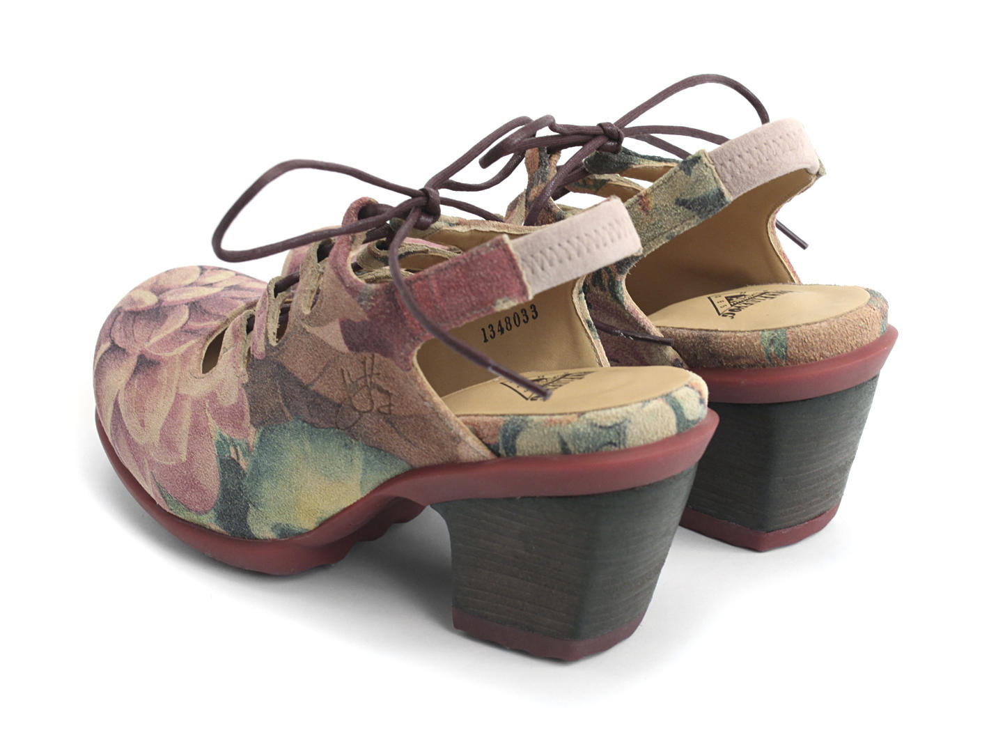 Flourish Floral Low-heeled lace-up slingback: Back