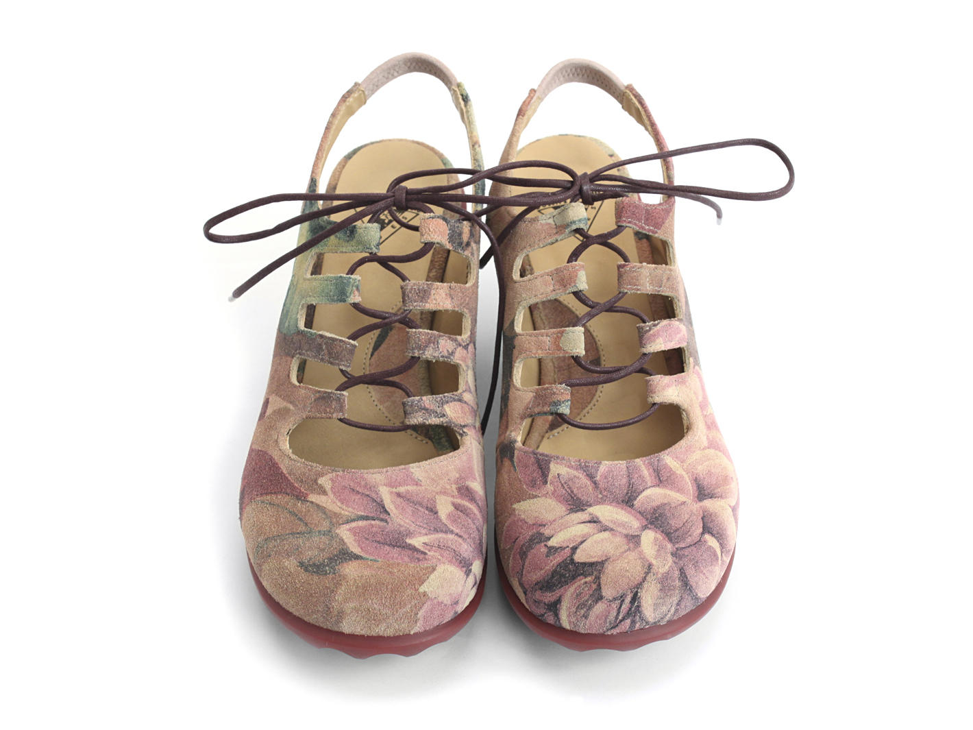 Flourish Floral Low-heeled lace-up slingback: Front