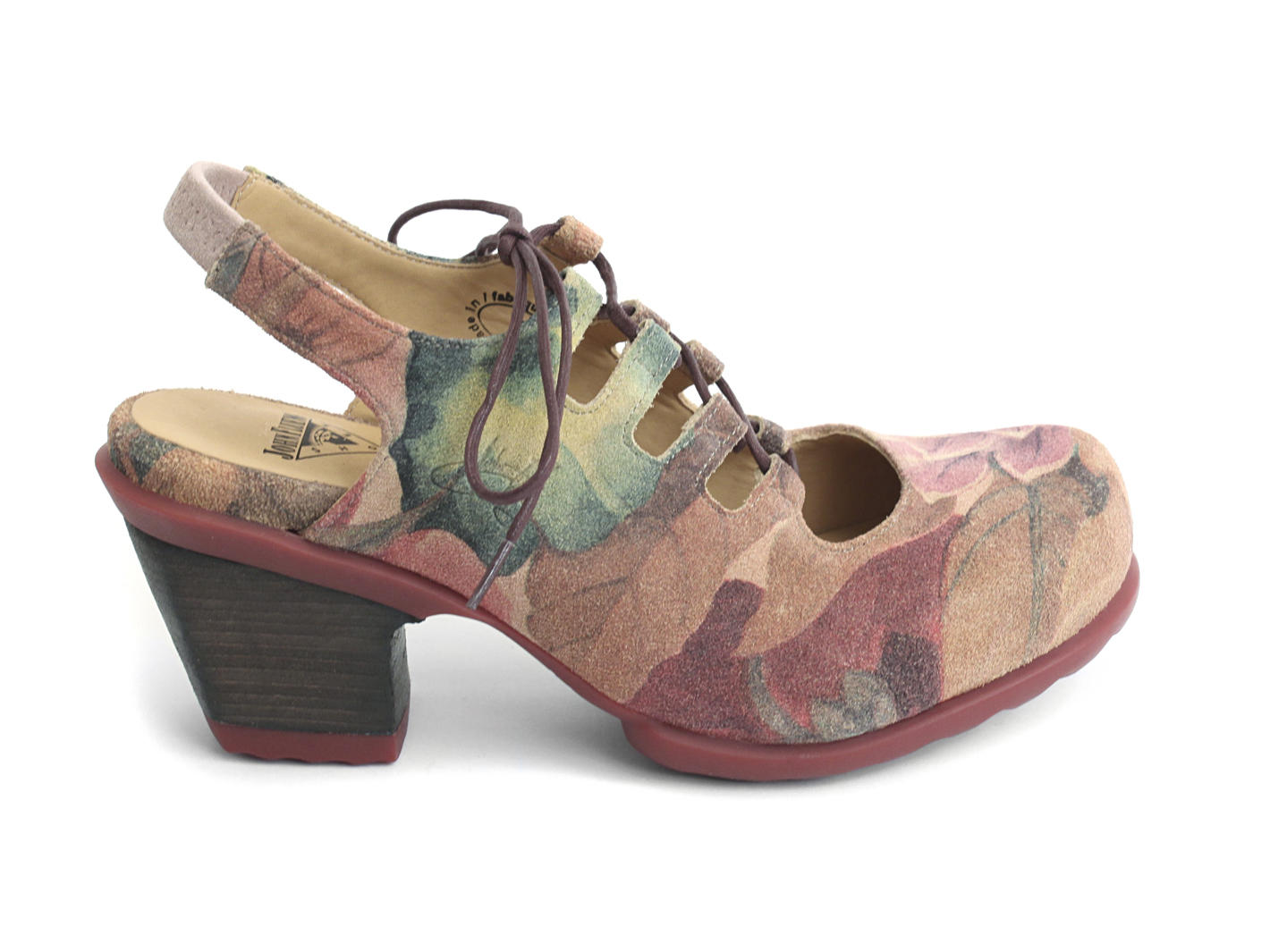 Flourish Floral Low-heeled lace-up slingback: Profile outside