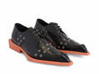 Floyd Black/Orange Leather Derby Shoes: Quarter view