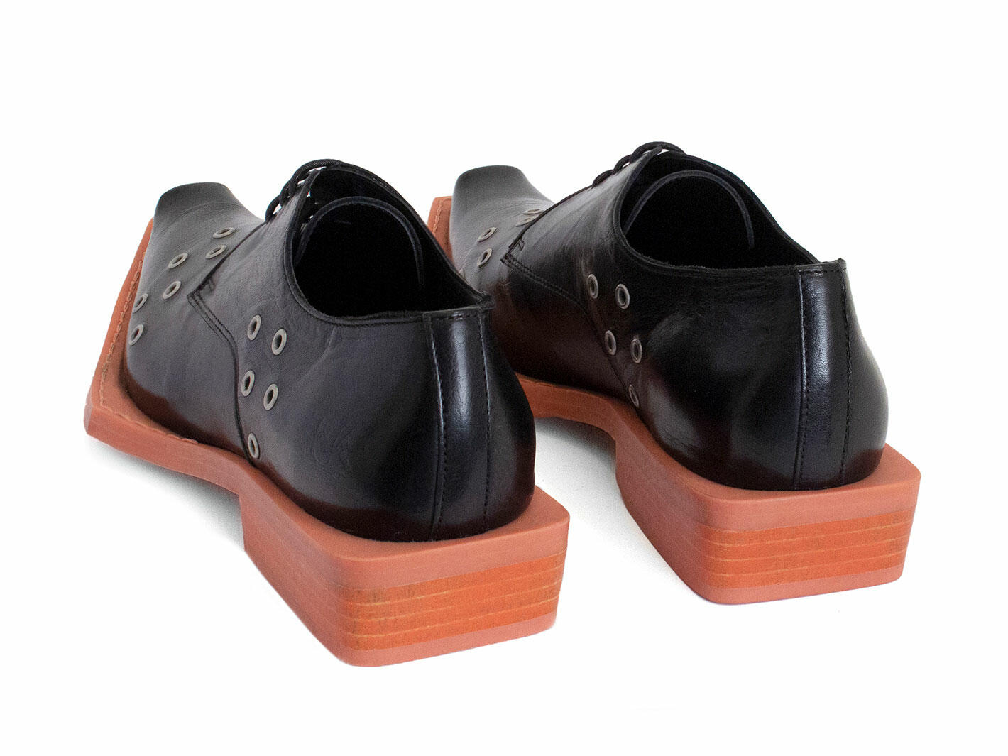 Floyd Noir/Orange Derby en cuir: Back