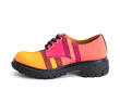 Fluevog x ANIAN Tuesday Rose/Orange/Plaid noir Derby en coton recyclé: Profile inside