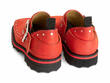 Foyt Red Slip-On Buckle Shoes: Back