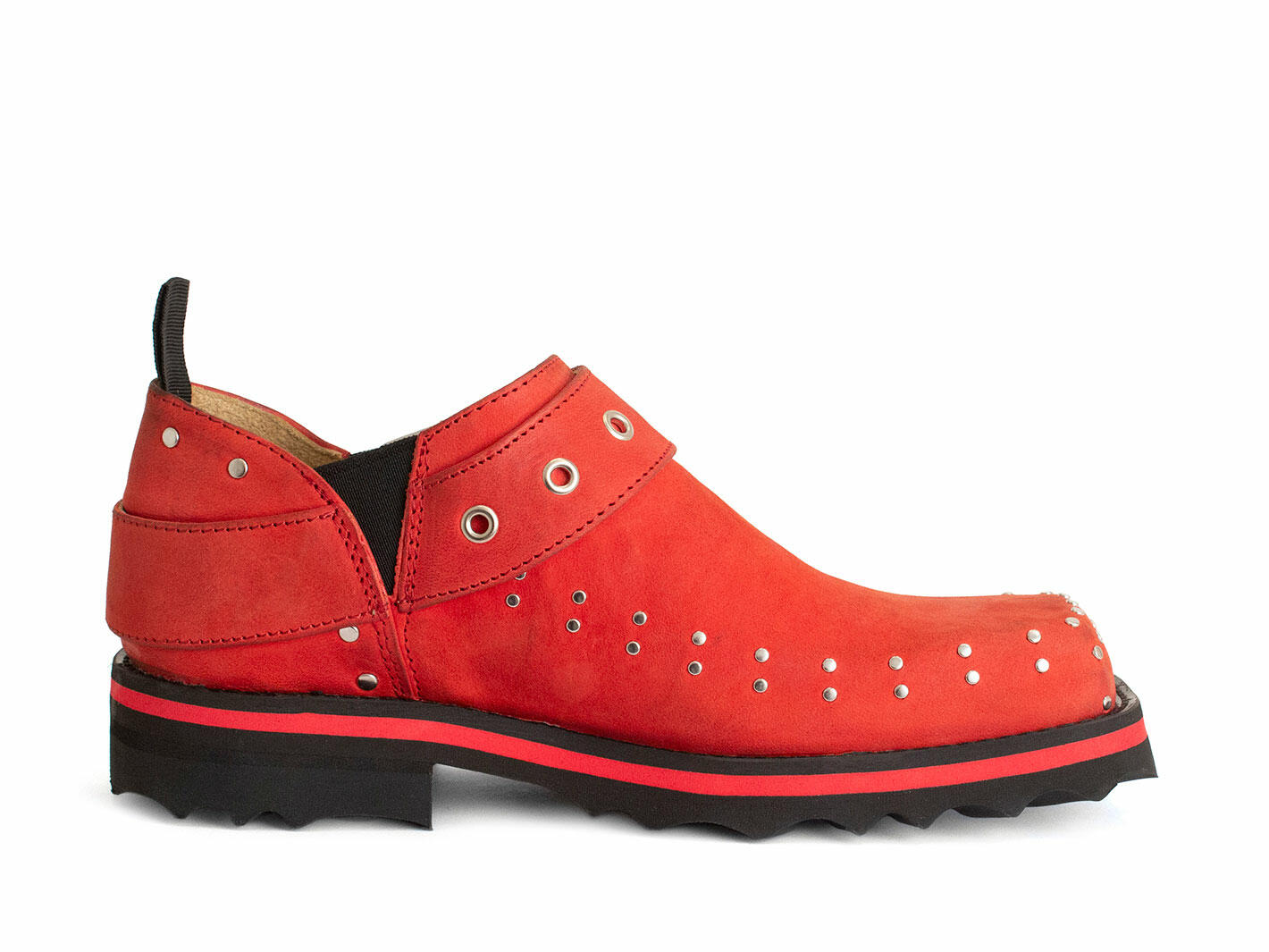 Foyt Red Slip-On Buckle Shoes: Profile inside