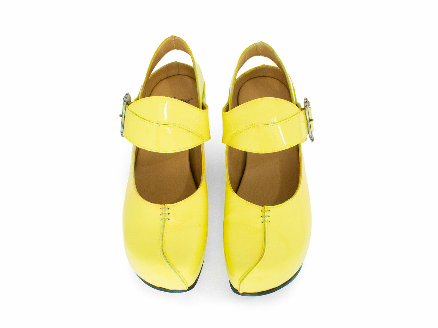 Generator Yellow Platform Slingback Heels: Front