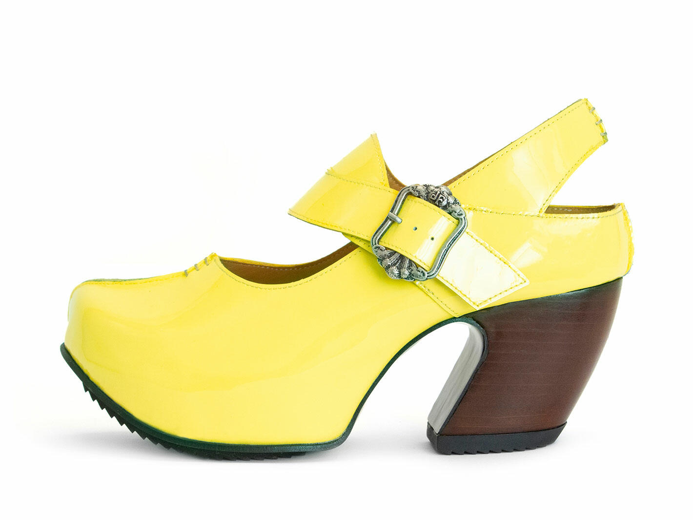 Generator Yellow Platform Slingback Heels: Profile outside