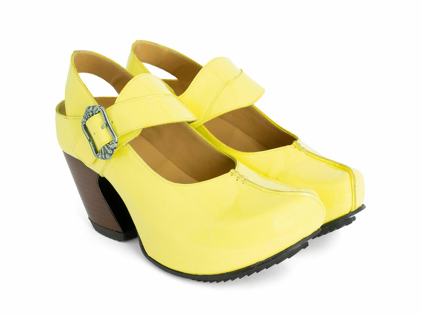 Generator Yellow Platform Slingback Heels: Quarter view