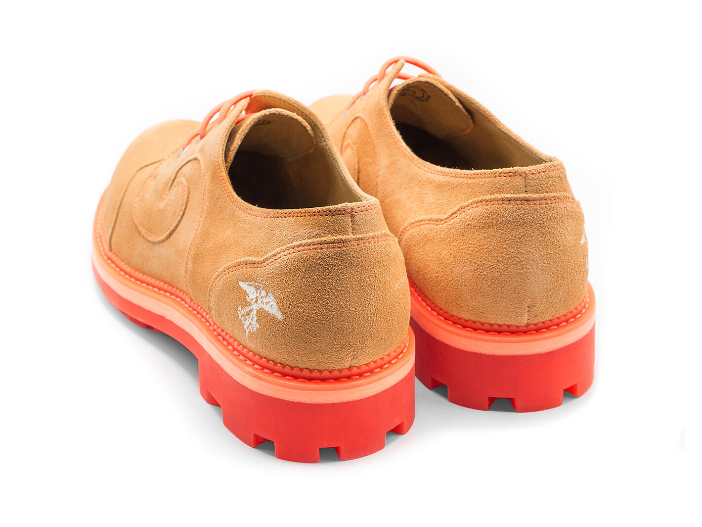 Gibson Swirl Orange Lace-Up Derby Shoes: Back