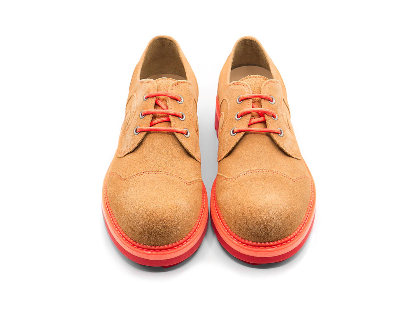 Gibson Swirl Orange Lace-Up Derby Shoes: Front