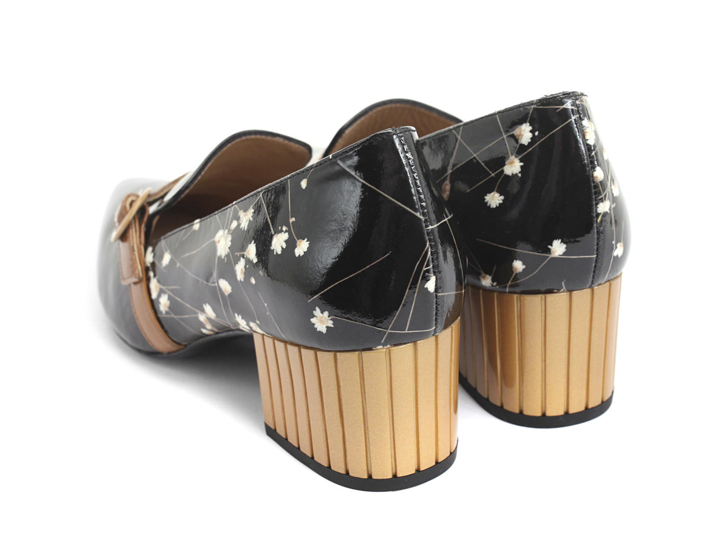 Gigi Noir floral Mocassin verni pointu: Back