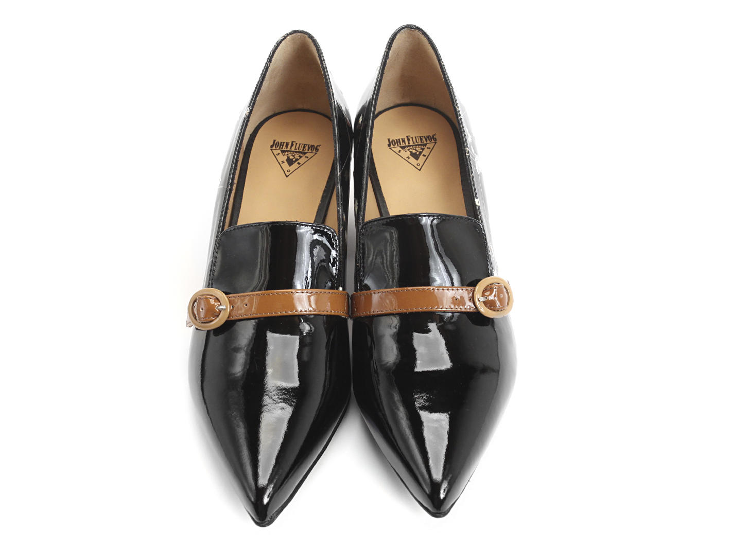 Gigi Noir floral Mocassin verni pointu: Front