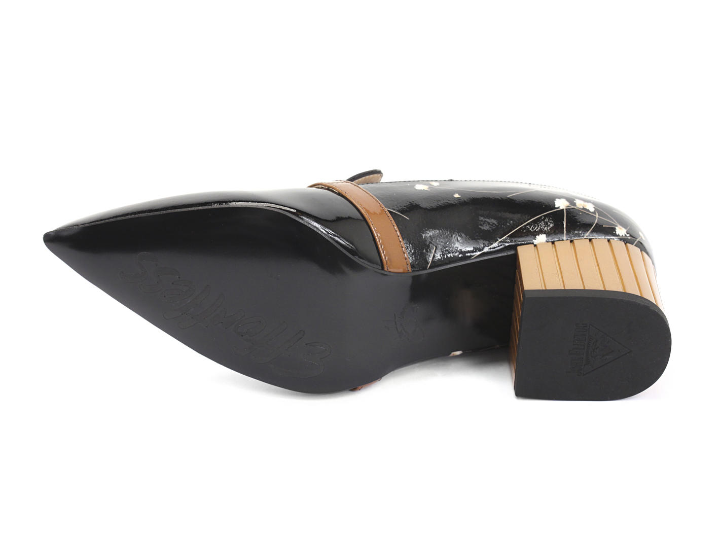 Gigi Noir floral Mocassin verni pointu: Sole