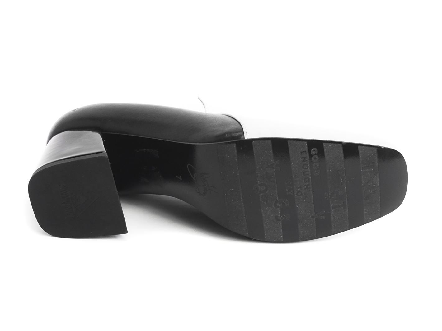 Gilda Black & White Vintage inspired loafer heel: Sole