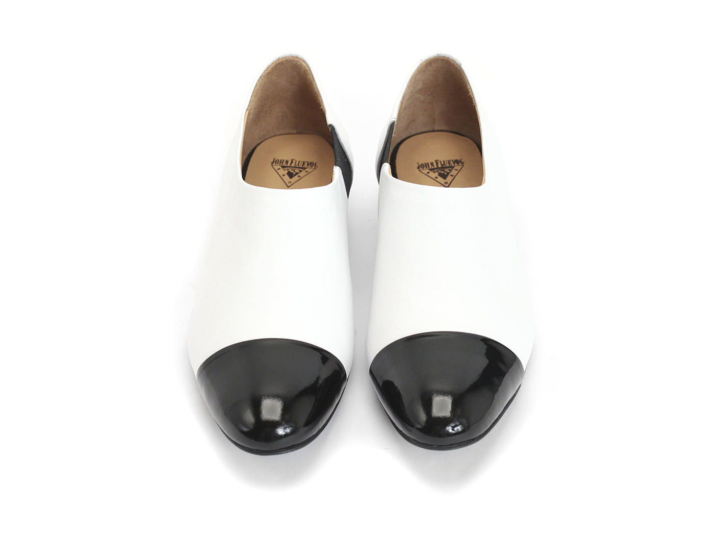 Gladice Noir & blanc Slip-On Leather Kitten Heel: Front