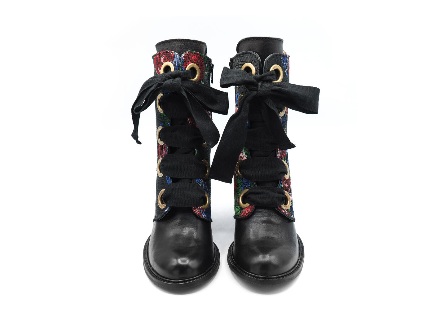 Gladstone JF Monogram Mid-Calf Lace-Up Boots: Front