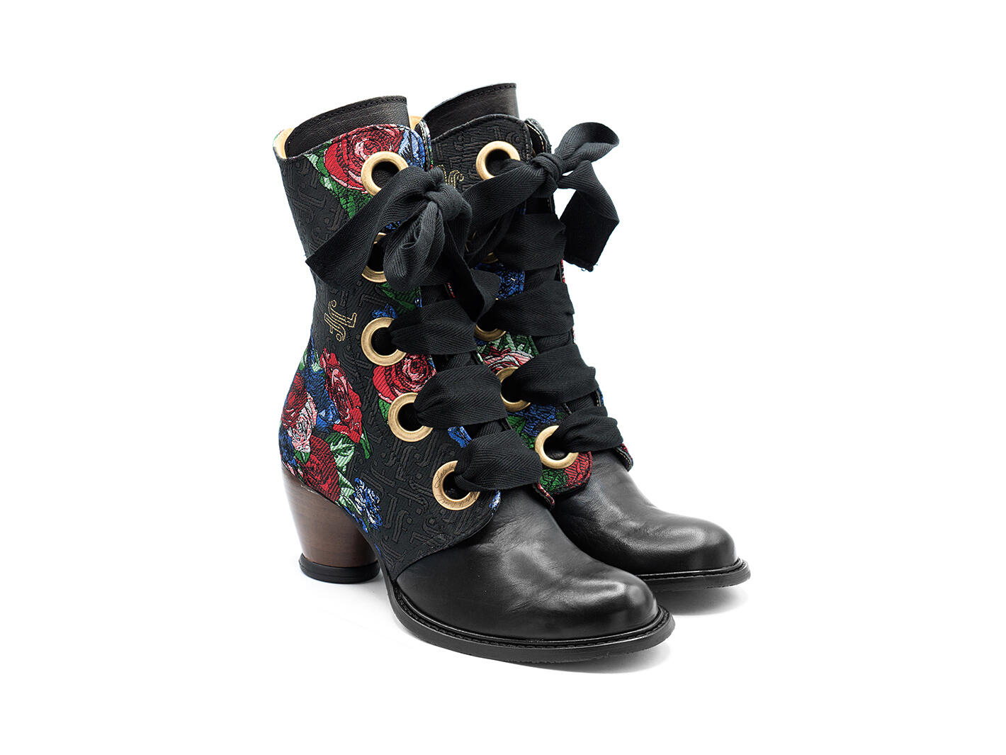 Gladstone JF Monogram Mid-Calf Lace-Up Boots: Quarter view