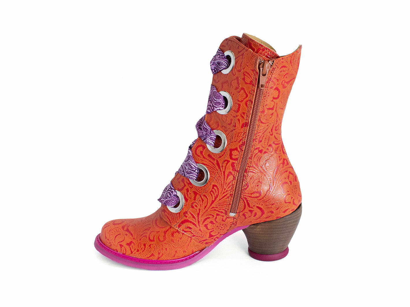 Gladstone Rust Mid-Calf Lace-Up Boots: Profile inside