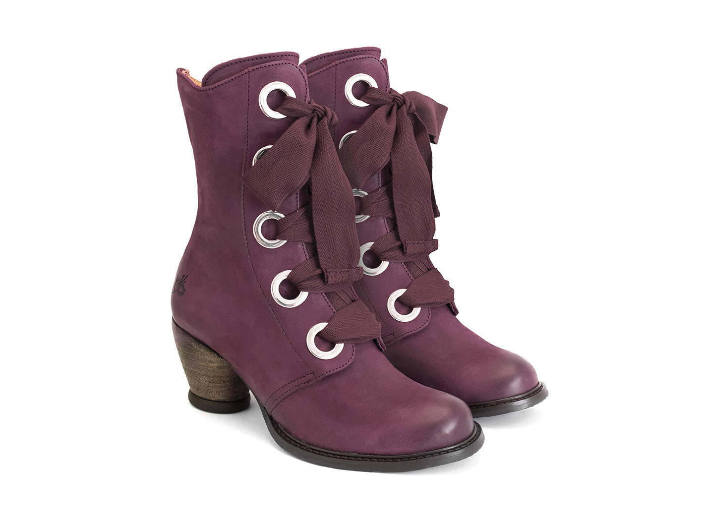 Gladstone Violet Botte mi-mollet à lacets: Quarter view