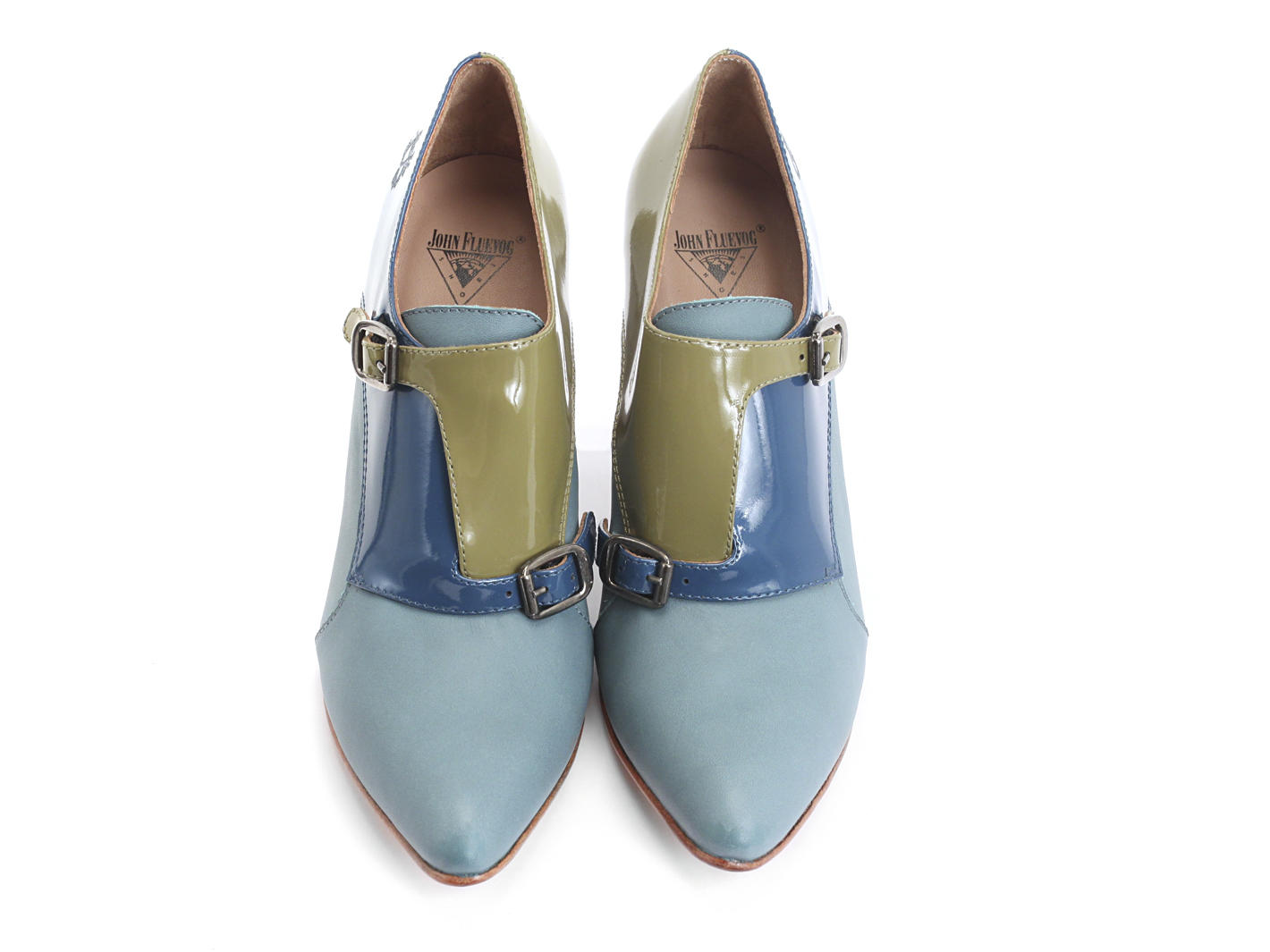 Glenham Blue & Green Heeled monkstrap shoe: Front