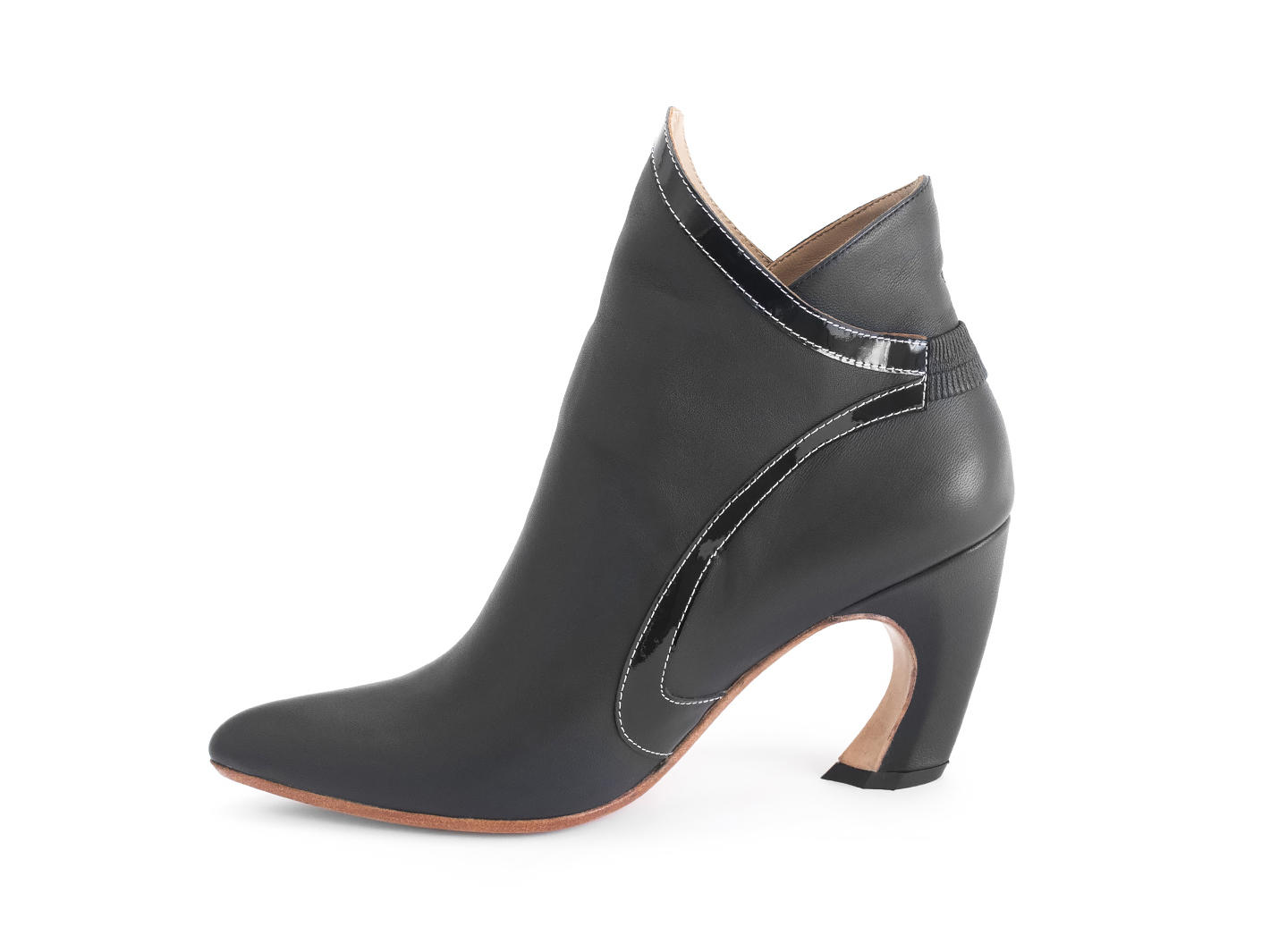 Gogo Black Ankle boot with trim: Profile inside