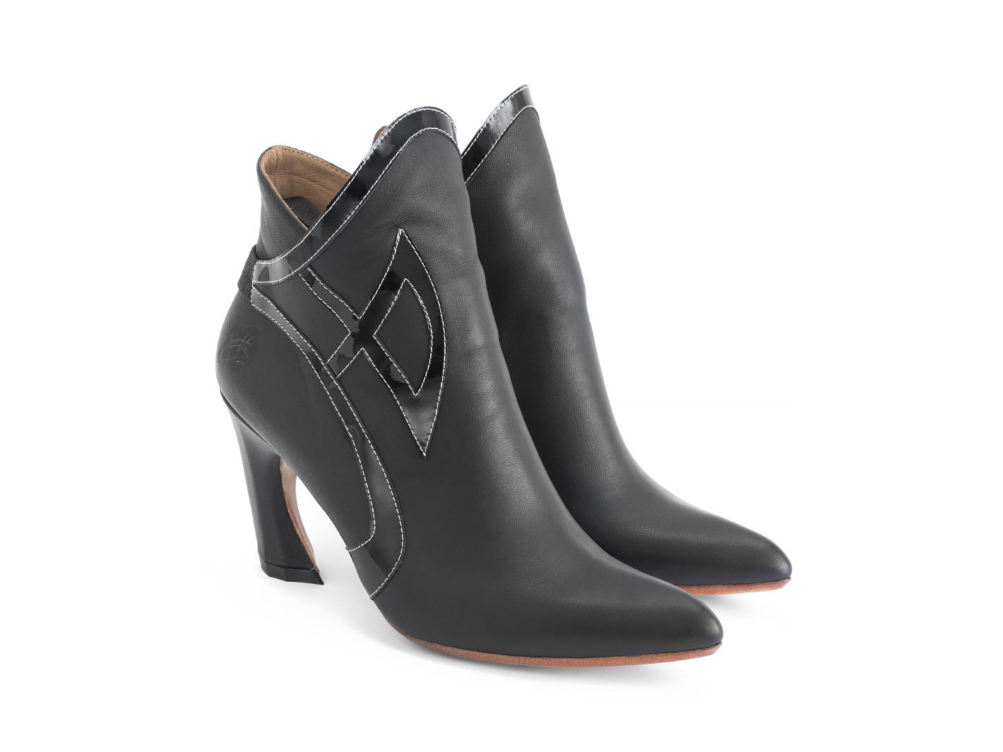 Gogo Black Ankle boot with trim: Quarter view