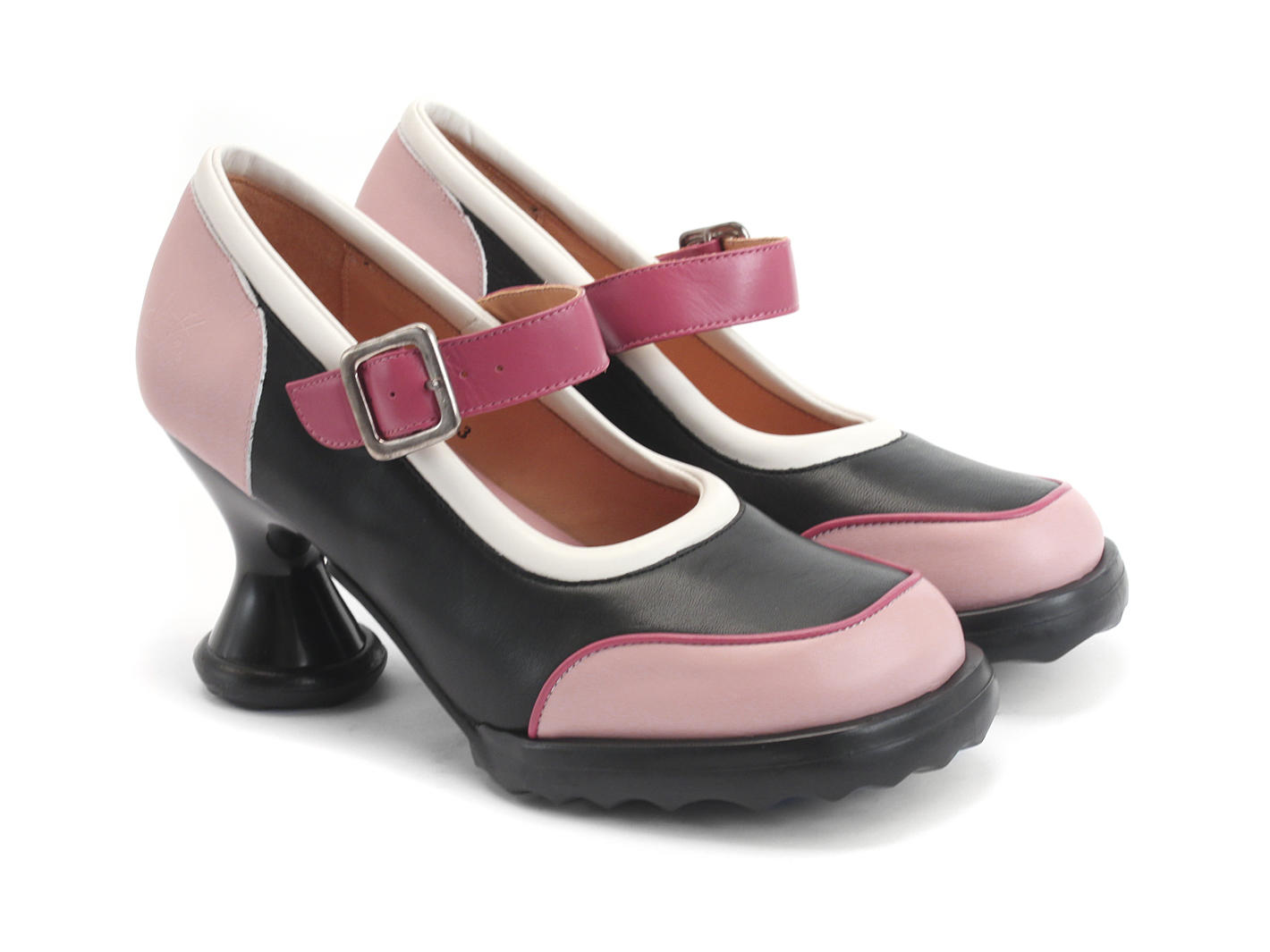 Gorgeous Black & Pink Mary Jane Heels