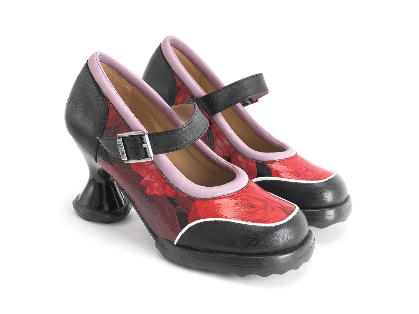 Gorgeous Floral Mary Jane Heels: Quarter view