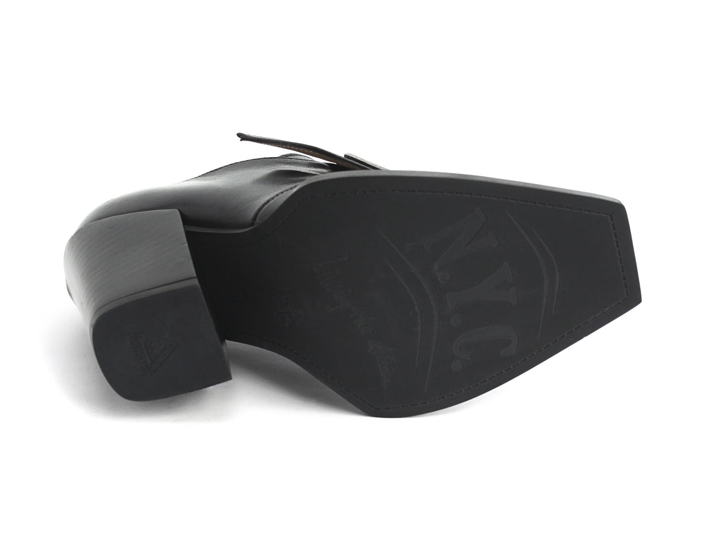 Grand City Black Open toed block heel: Sole