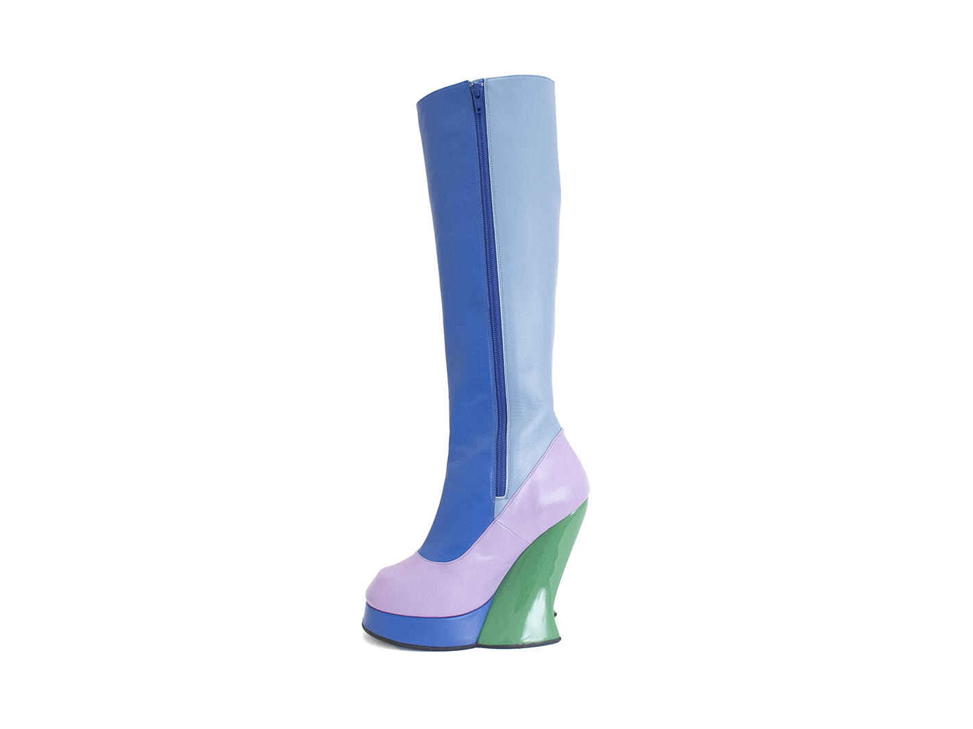 Grand National Boot Blue/Purple Botte haute à talon plateforme: Profile inside