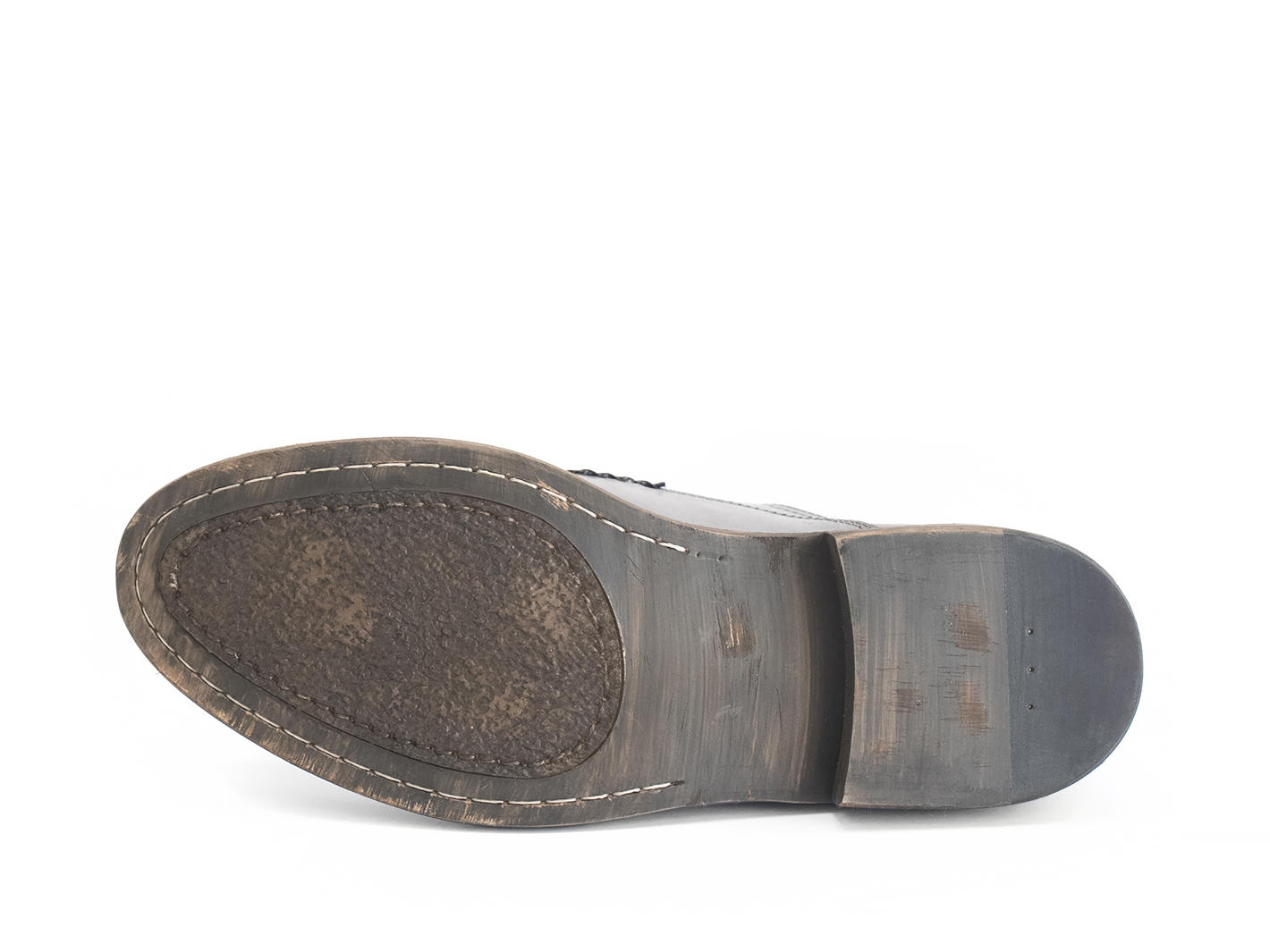 Grant Black Wash Casual Leather Derby Shoes: Sole