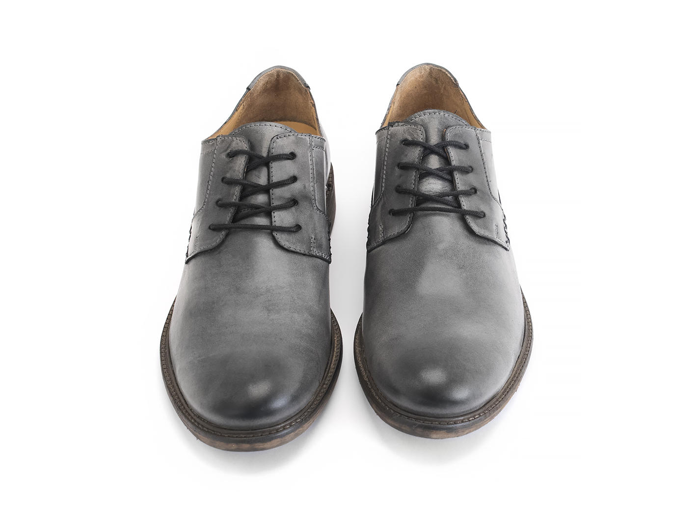 Grant Noir délavé Richelieu de cuir décontracté: Front